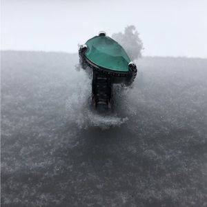 .925 silver emerald and white sapphire ring